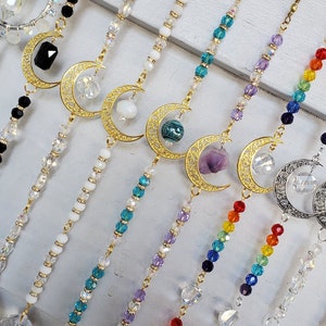 Crystal Crescent Moon Suncatcher: Rainbow Window Decor