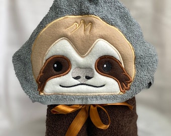 Sloth Hooded Towel, Beach towel, bath towel