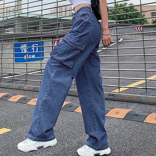 Low Waisted Denim Cargo Pants / Streetwear / Vintage / - Etsy