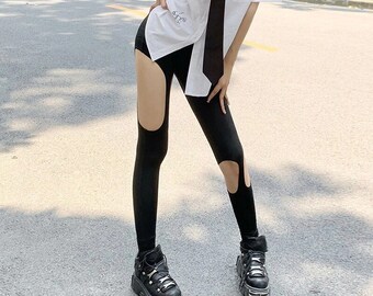Gothic Lolita Burlesk Hose Leggings Dessous Leder Spitze Stickerei PunkRave SR Gothic Lolita Burlesk Hose Leggings Dessous Leder Spitze Stickerei PunkRave SR