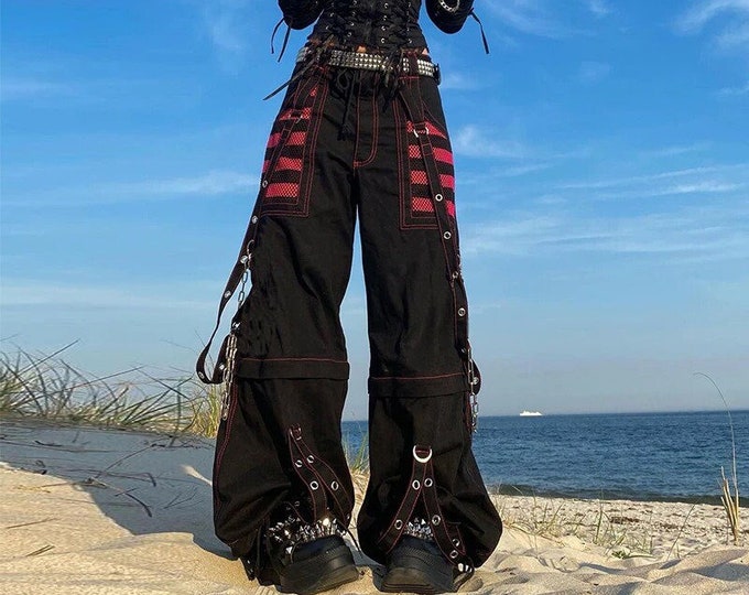 Wide Leg Patchwork Cargo Pants / Streetwear / Gothicwear / - Etsy