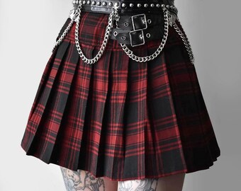 red check skirt