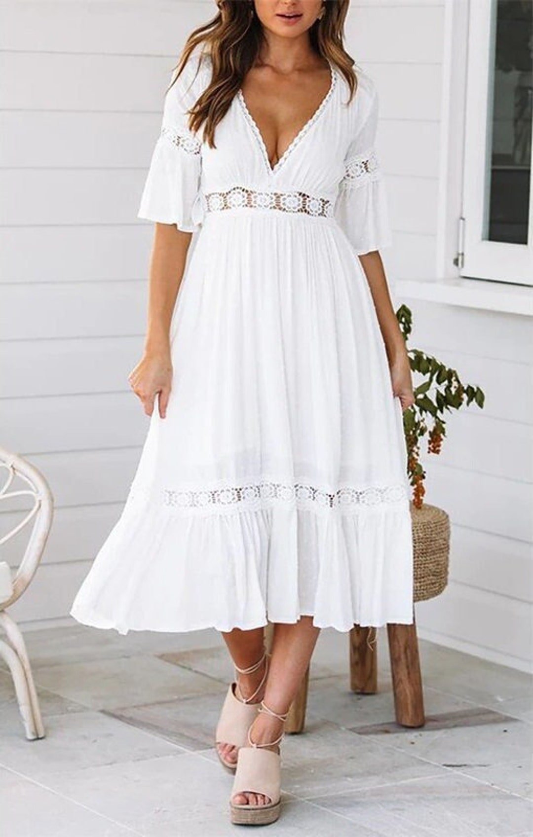 White Patchwork Lace Dress / Y2K Clothing / Cottagecore - Etsy