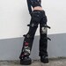 Women's Punk & Skull Designed, High Waisted,  Black Loose Cargo Pants / Streetwear / Gothicwear / Harajuku / Punkwear / Techwear / Grunge 