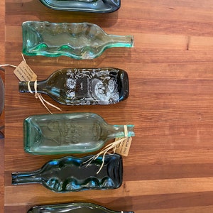 Fused wine bottle cheese tray or spoon rest