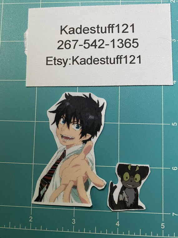 blue exorcist rin and a demon cat anime stickers handmade etsy ireland