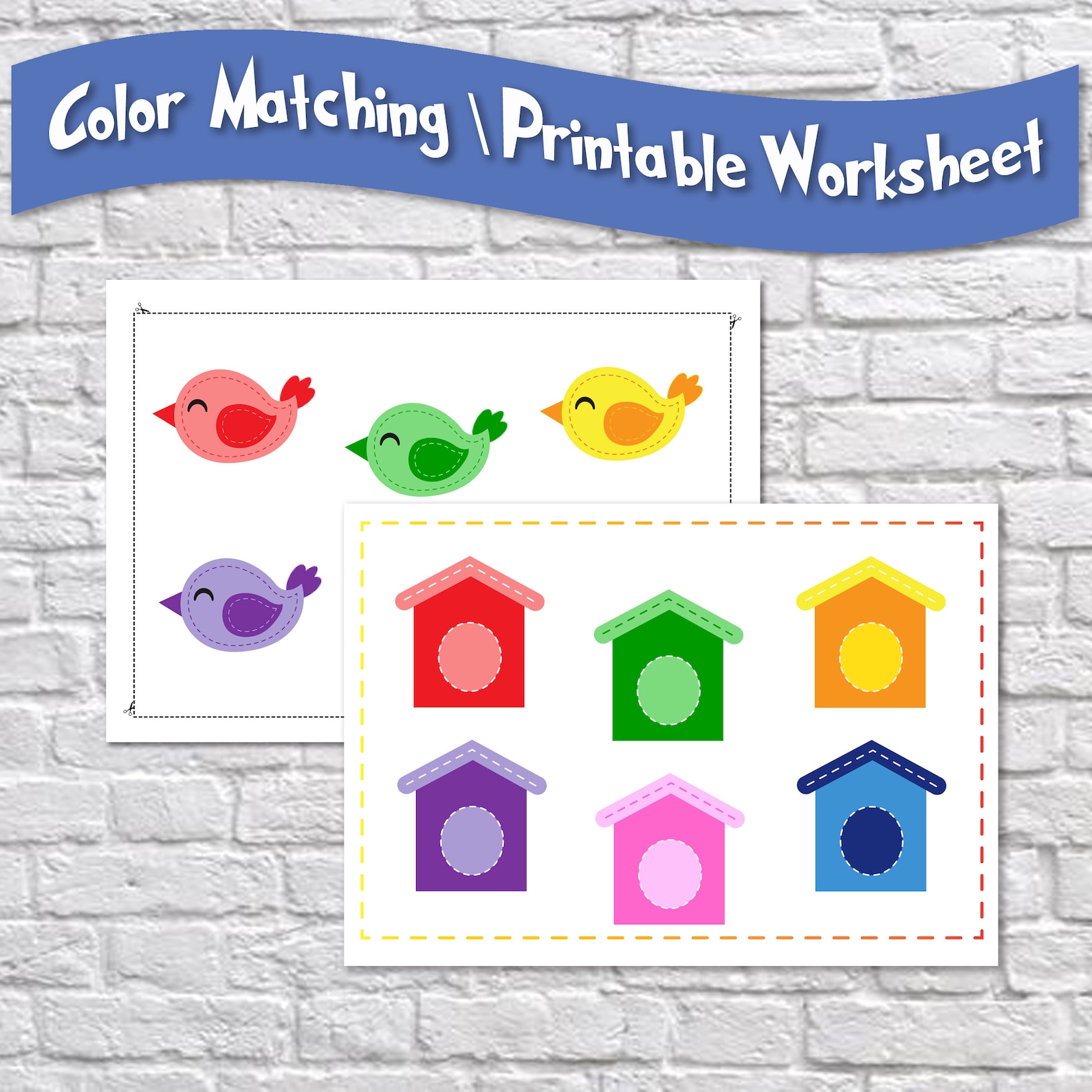 Rainbow Birds Color Matching Game Printable Worksheet Busy Etsy
