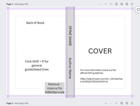 8 X 5 Book Cover Template KDP - Etsy