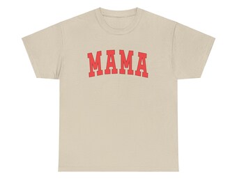 Mama Sporty Style Coral Letters Unisex Heavy Cotton Tee