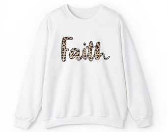 Faith Leopard Heavy Blend Crewneck Sweatshirt