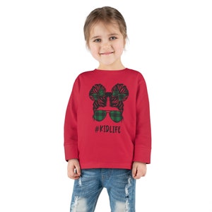 Kidlife Green Buffalo Plaid Print with White Outline Toddler Long Sleeve Tee