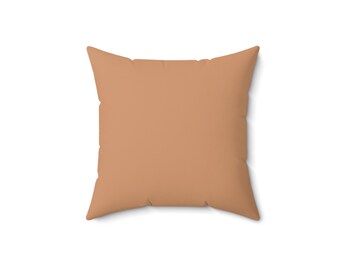 Tan Spun Polyester Square Pillow