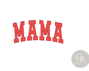 Coral Mama with Dark Coral Outline Sublimation Design