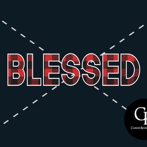 BLESSED Red Buffalo Plaid Sublimation Design