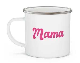 Mama Pink Letters Enamel Camping Mug