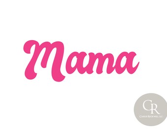 Mama Retro Style Pink Letters Sublimation Design