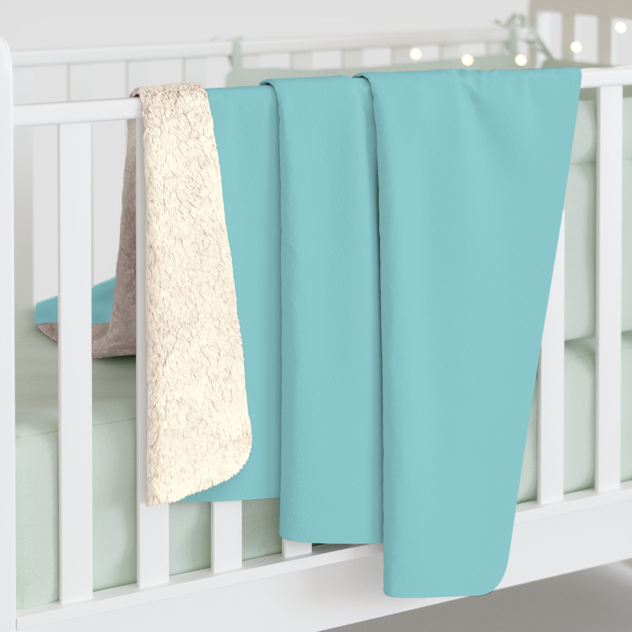 Aqua Blue Sherpa Fleece Blanket Etsy Canada