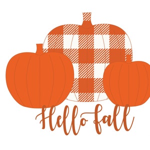 Hello Fall Buffalo Plaid Pumpkin Sublimation Design