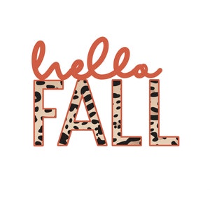 Hello Fall Orange and Leopard Design