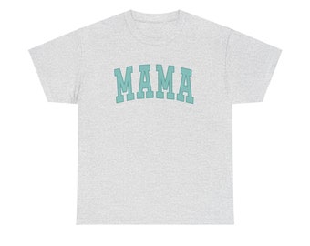 Mama Sporty Style Aqua Letters Unisex Heavy Cotton Tee