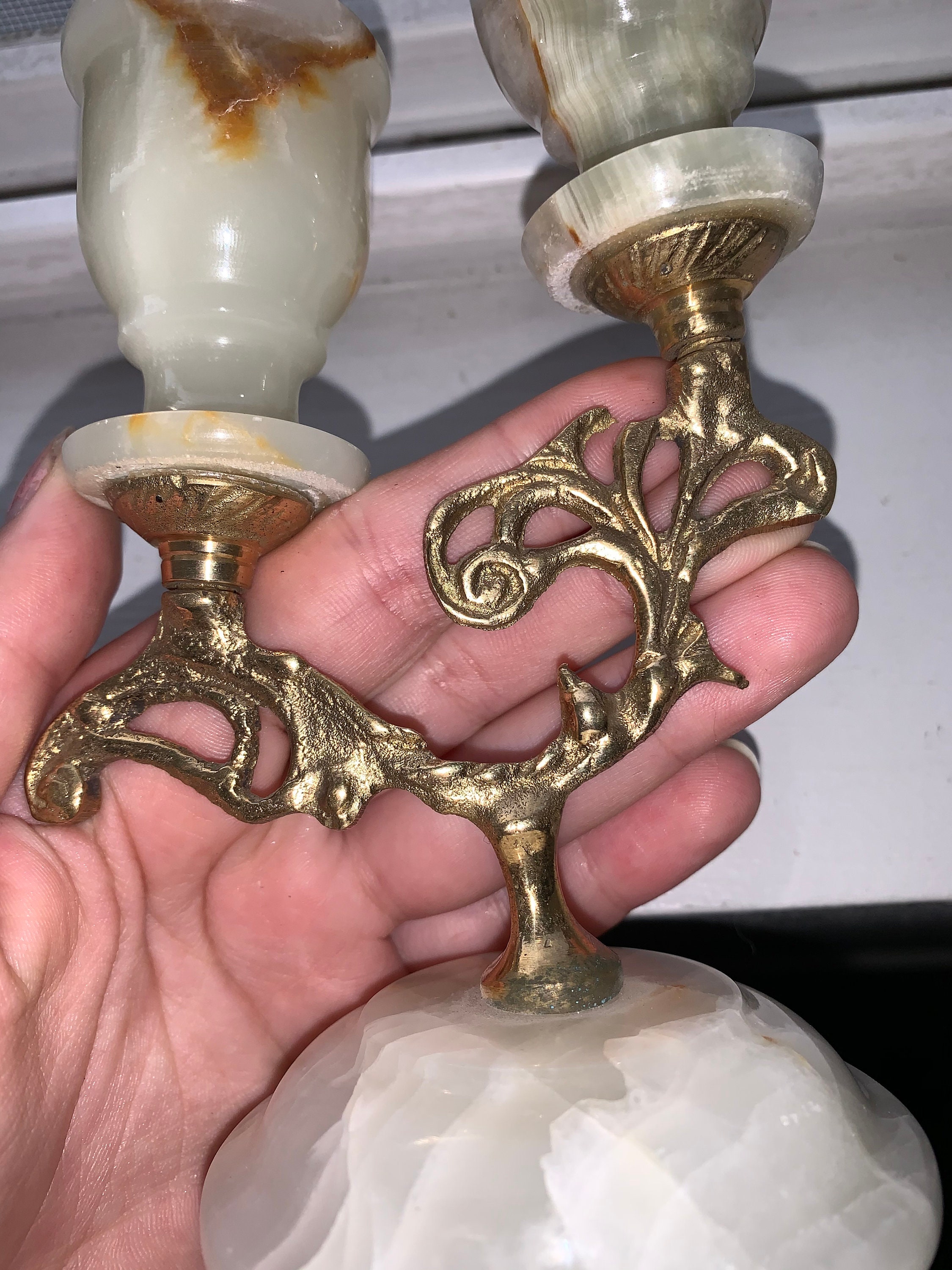 Onyx Natural Gemstone Candle holder Antique Decoration Etsy