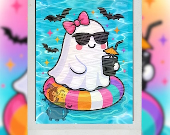 Summerween Ghost Sticker: Waterproof Vinyl Spooky-Cute Halloween Decor
