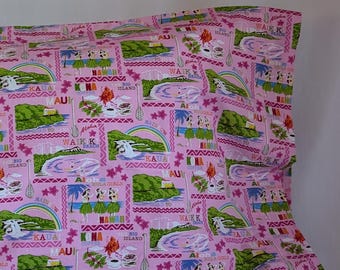 Federa rosa con eventi delle isole hawaiane / fatta a mano / cotone