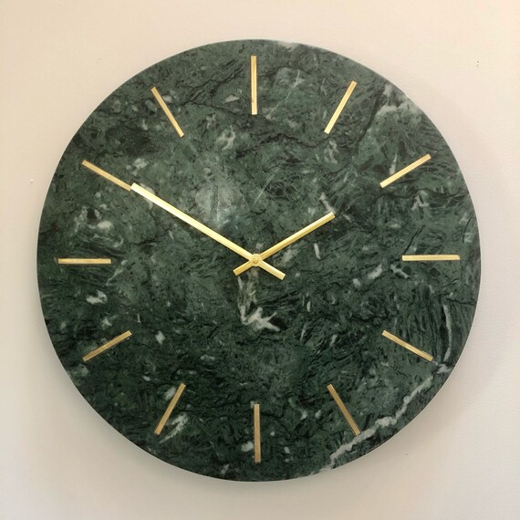 Real Marble Clock Green Marble Clock Large Marble Clock Etsy