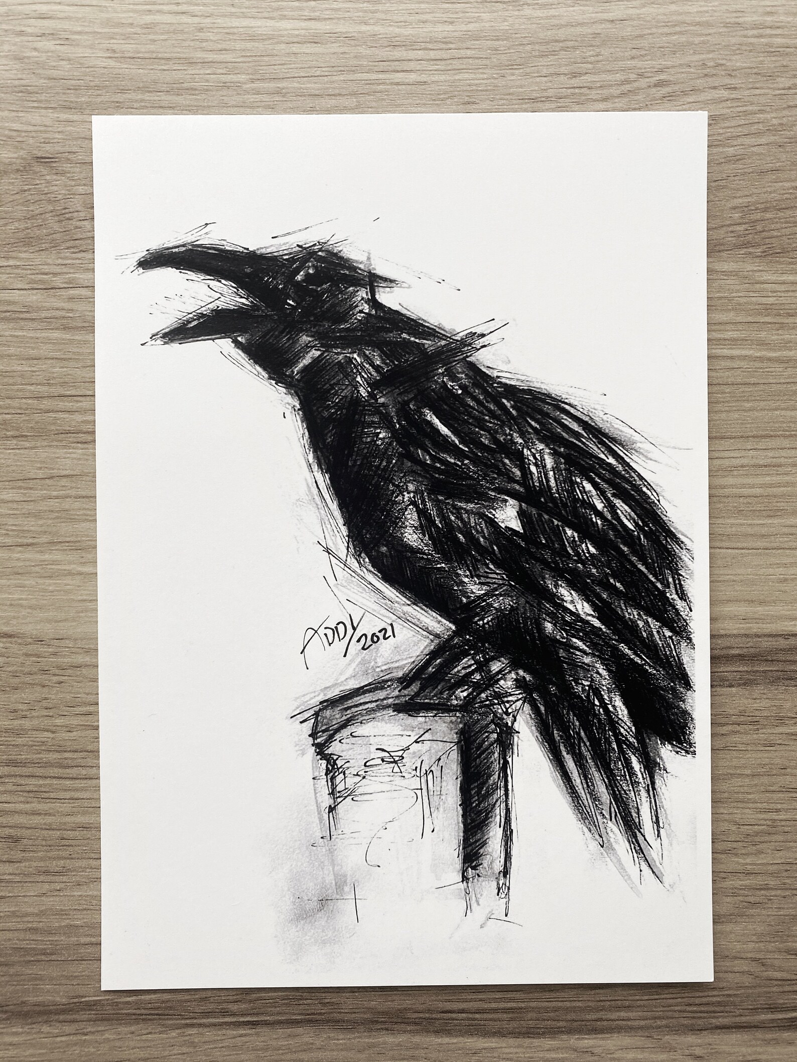 Charcoal Bird Collection 4 impresiones A5 Impresiones Etsy
