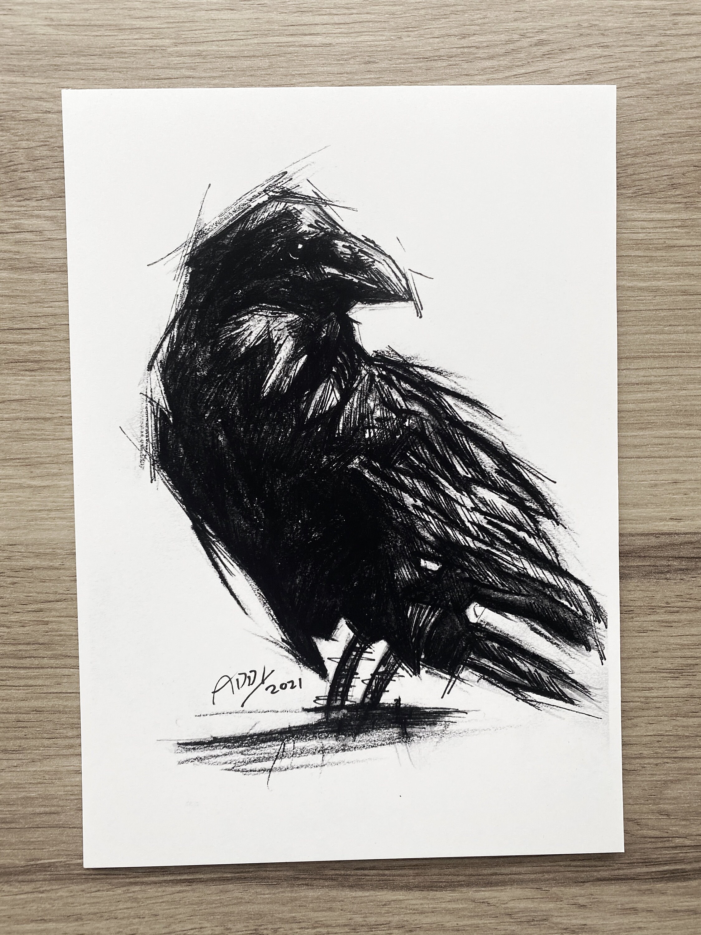 Charcoal Bird Collection 4 impresiones A5 Impresiones Etsy