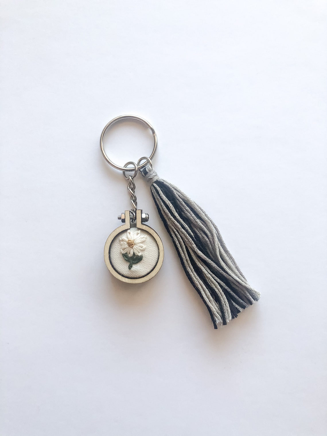 Keychain Embroidery Hoop Art Hand Embroidered Keychain 1 Etsy