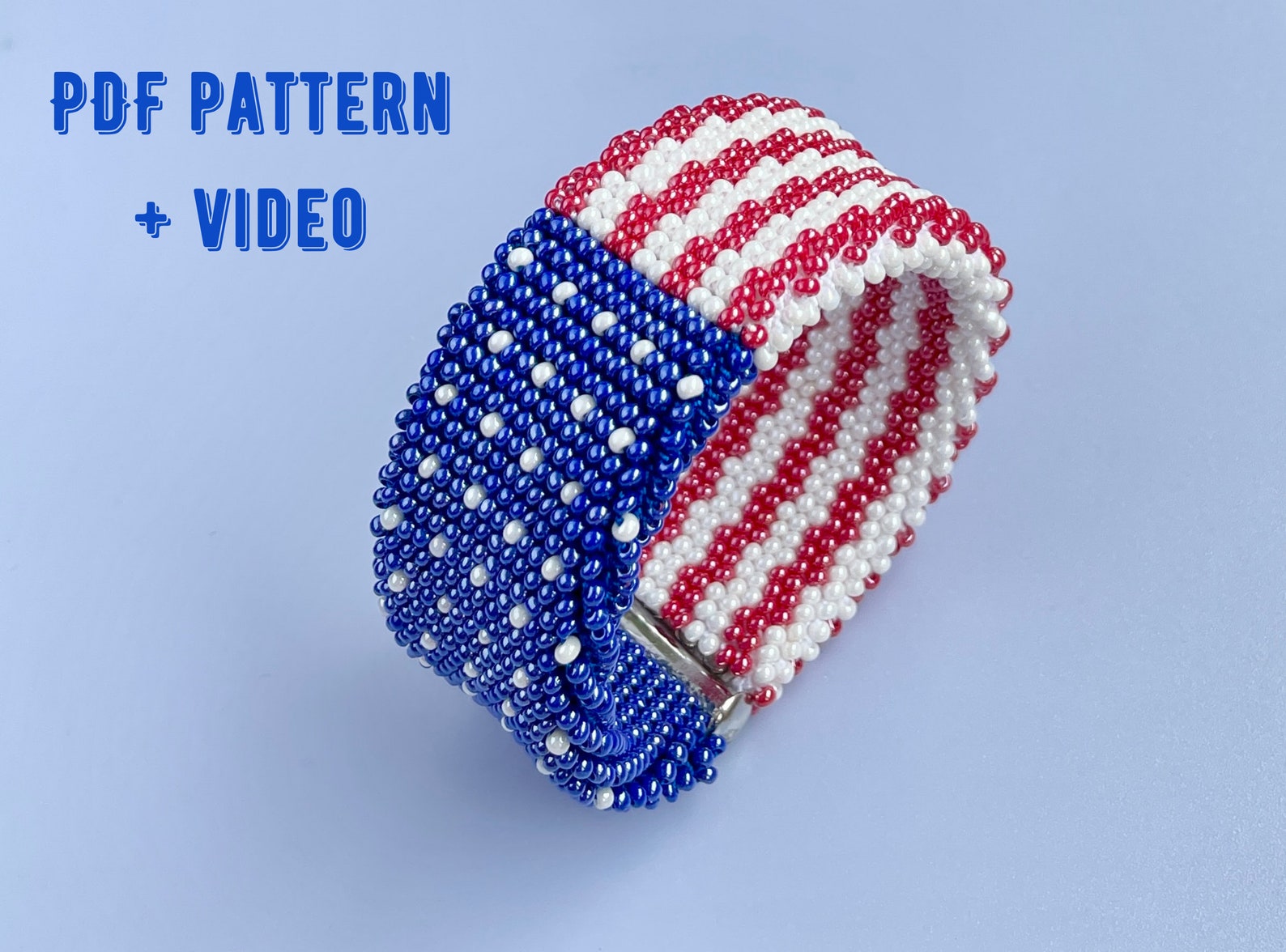 American Flag Bracelet Pattern Bead Crochet Pattern USA Flag Etsy