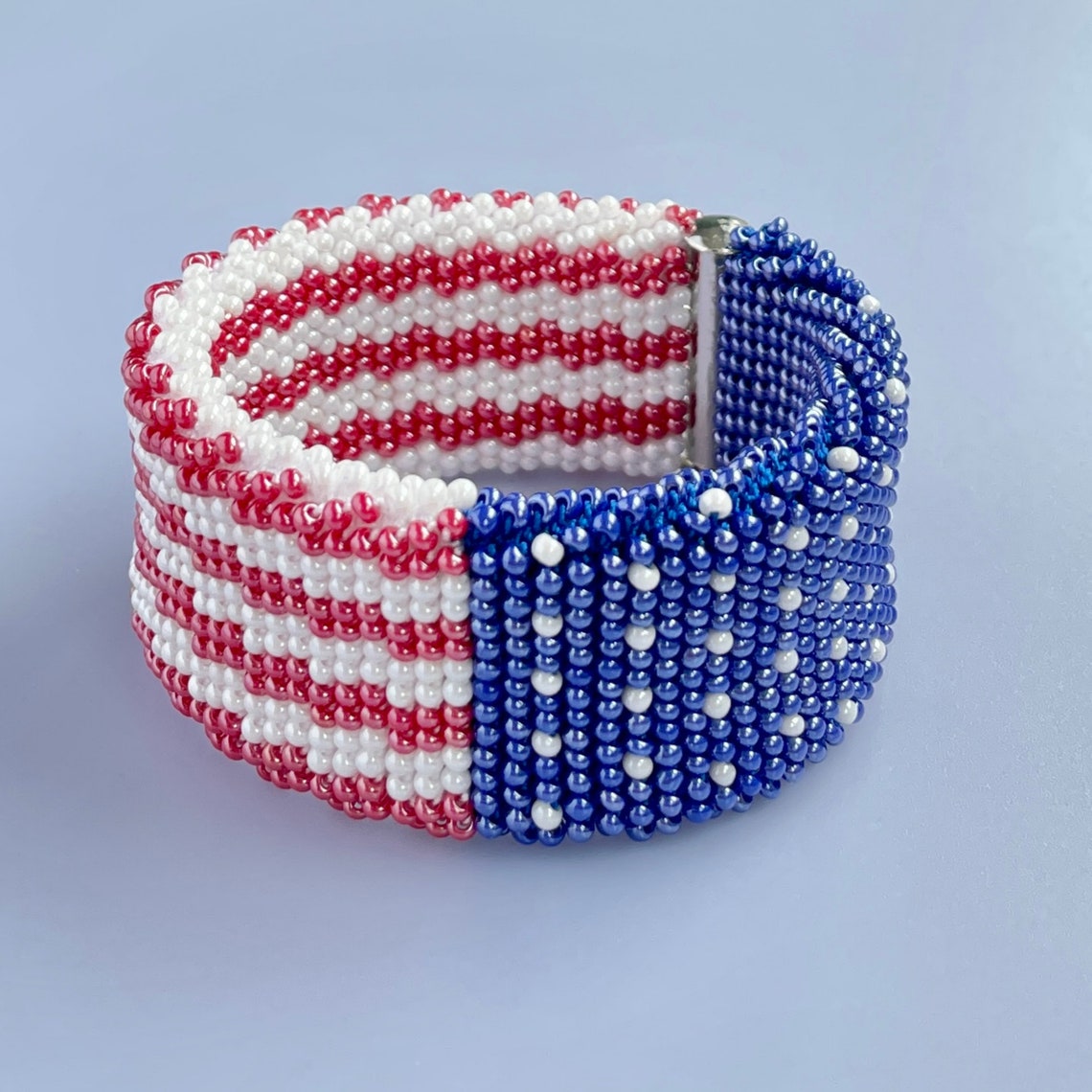 American Flag Bracelet Pattern Bead Crochet Pattern USA Flag Etsy