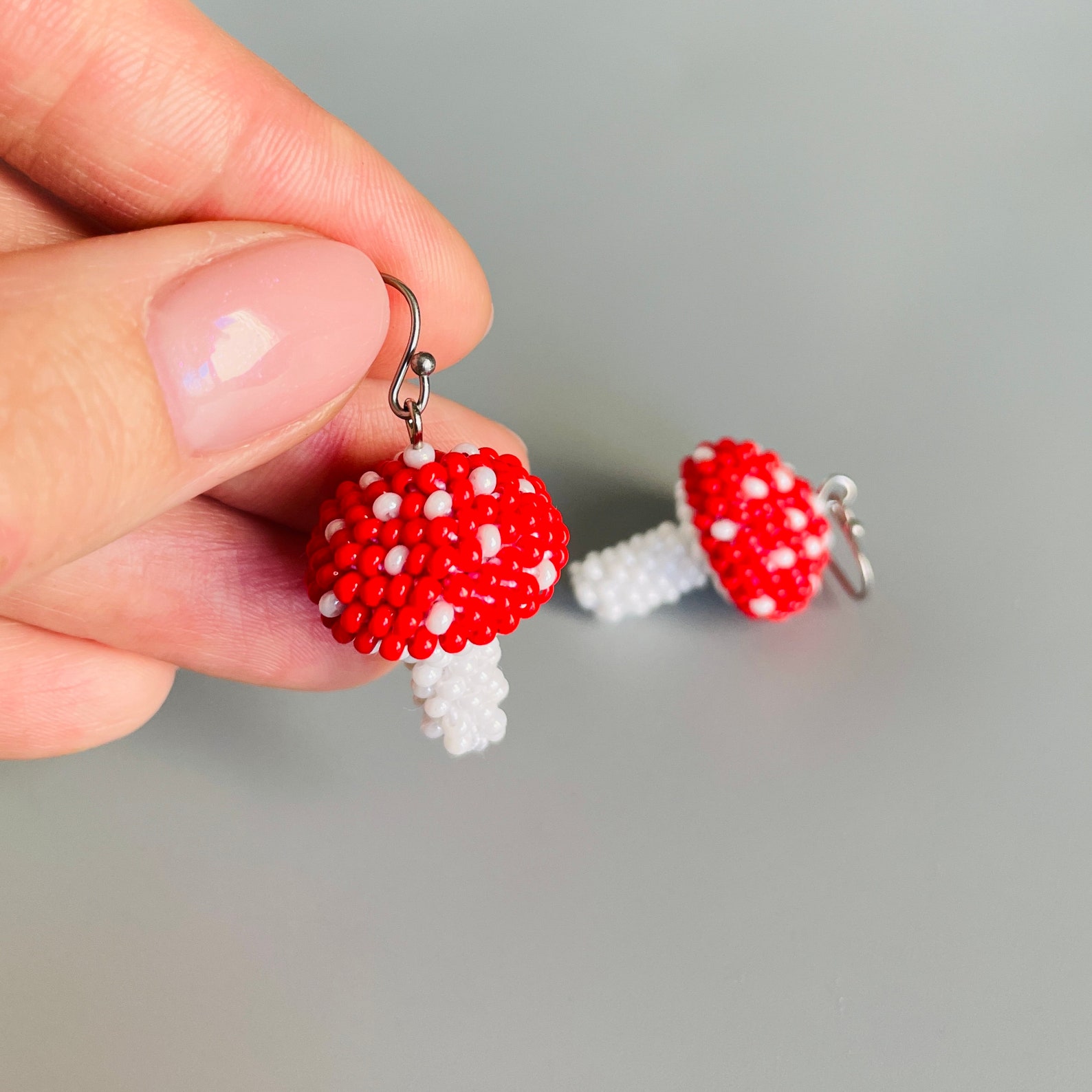 Mushroom Earrings Tutorial, Bead Mushroom Pattern, Crochet Mushroom