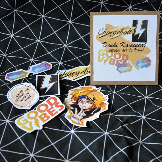 bnha kaminari denki themed sticker set boku no hero academia etsy