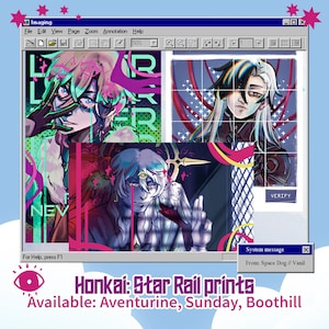 Honkai: Star Rail prints - Aventurine, Sunday, Boothill - a5, a4 - gacha - anime game - wall art - Penacony