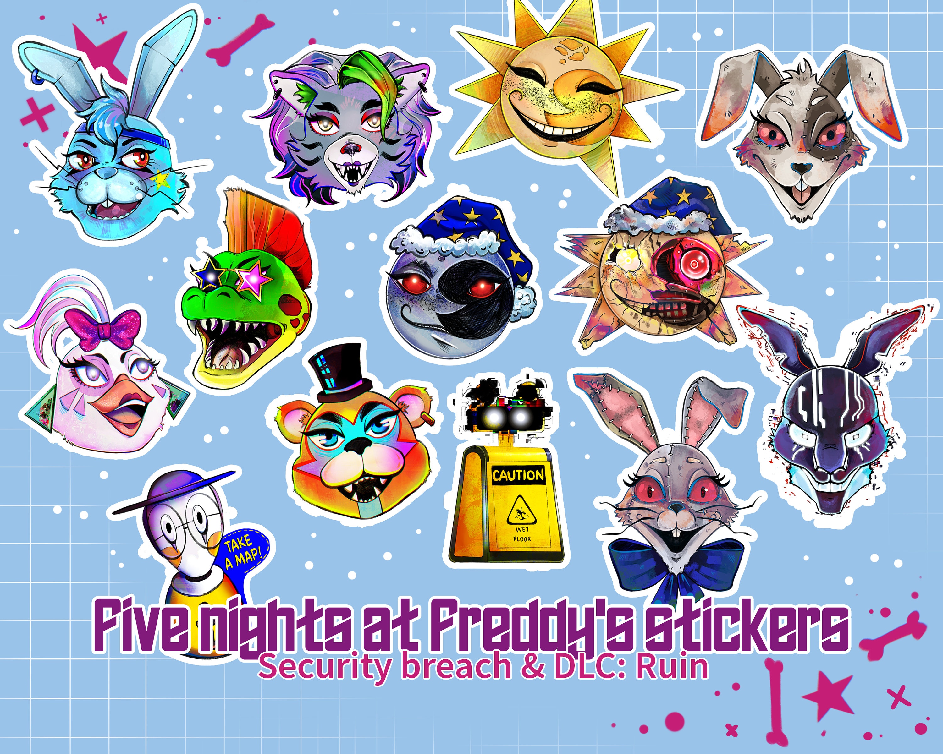 Five Nights at Freddy's Security Breach Character Logos 4 Individual Svg's  Svg Png Pdf Dxf Eps Cricut Silhoutte Sublimation Coloring Page 