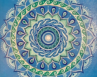 Blue, Green, and White Mandala