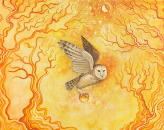 Barn Owl in Autumn - Original