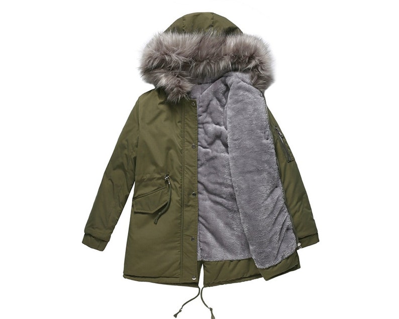 Women Big Fur Parka Jacket Thick Warm Cotton Padded Faux Fur - Etsy