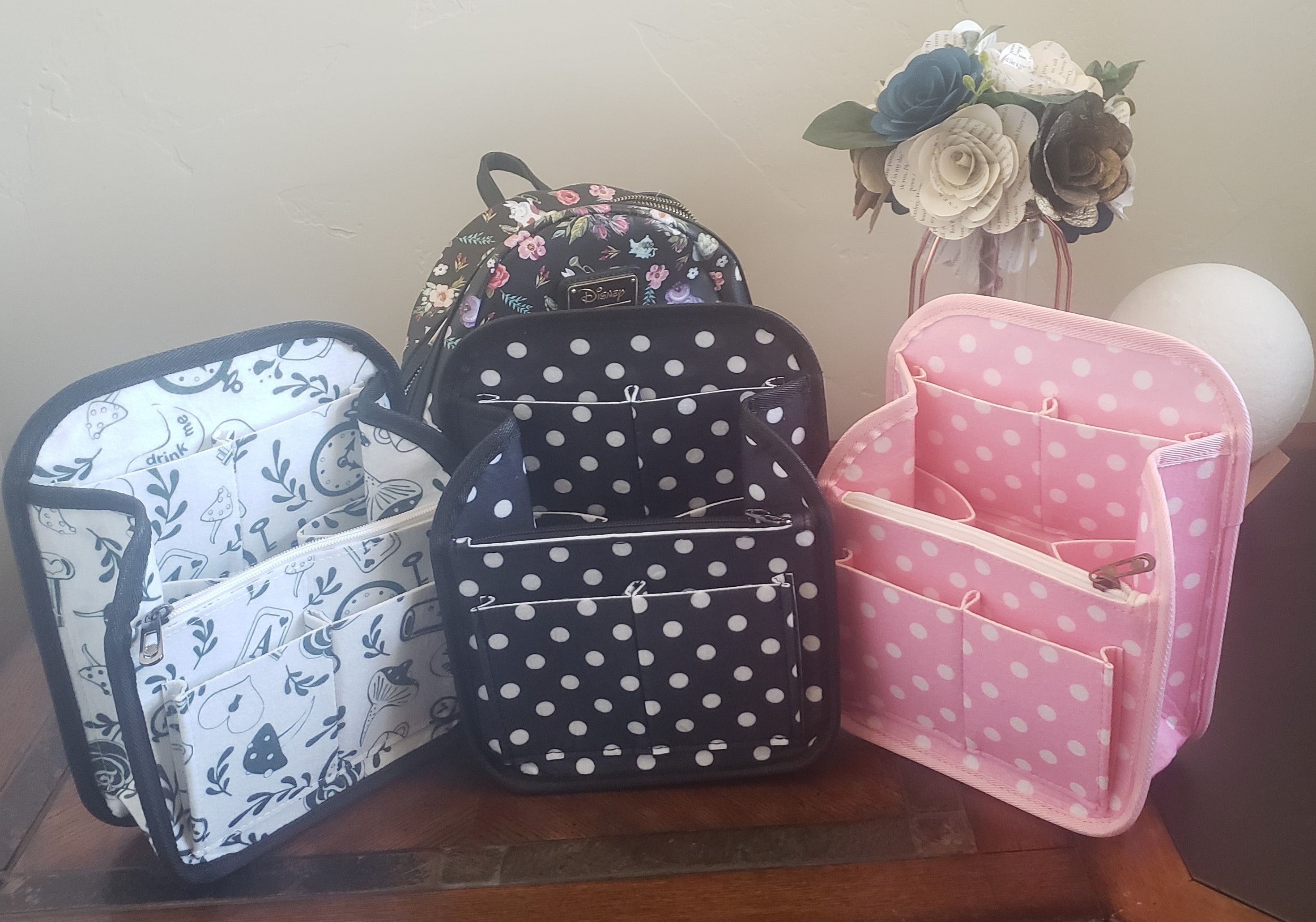 Cabilock Backpack Organizer Insert Nylon Backpack Bag Divider Multi Pocket Travel Rucksack Insert Bag for Shoulder Bag Tote Bag Diaper Bag Pink 35X27X14CM 