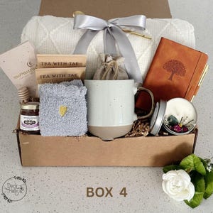 Caja de regalo de condolencias, paquete de abrazos, pensando en ti, regalo de duelo, caja de regalo hygge con manta, consuelo, regalo de ánimo Box 4