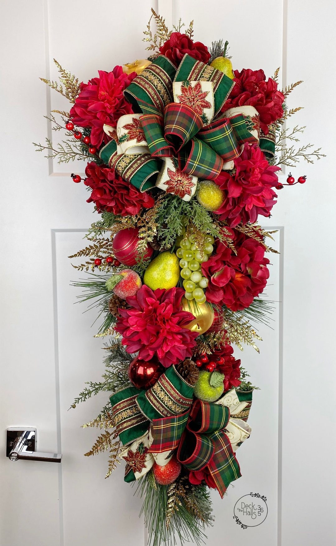 Large Christmas Swag, Christmas Swag With Sugared Fruit, Elegant