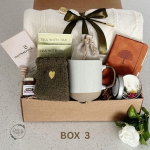 Caja de regalo de condolencias, paquete de abrazos, pensando en ti, regalo de duelo, caja de regalo hygge con manta, consuelo, regalo de ánimo Box 3