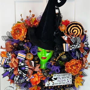 Extra Large Halloween Witch Front Door Wreath, Wicked Wreaths, Witch Wreath, Halloween Wreath, Elphaba, Spooky Wreath, Halloween Decorations