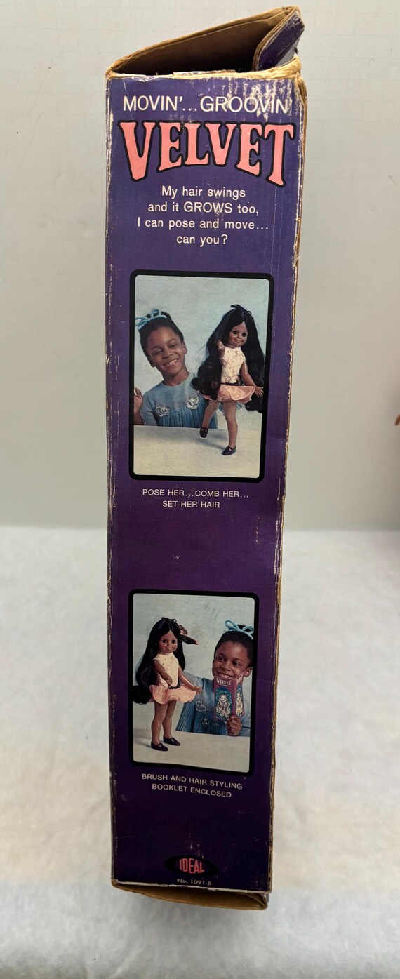Vintage 1970's Ideal Rare African American Velvet Doll W Box
