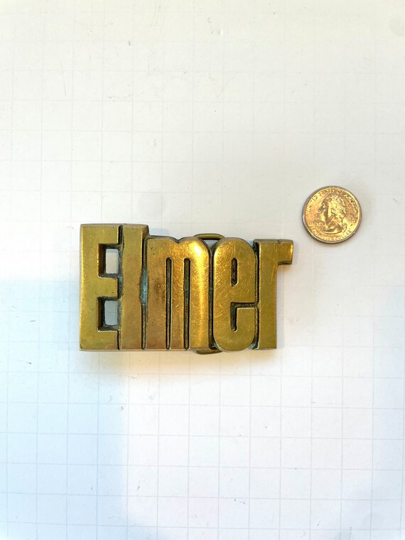 ELMER Vintage Brass Belt Buckle - image 3