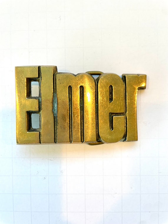 ELMER Vintage Brass Belt Buckle - image 1