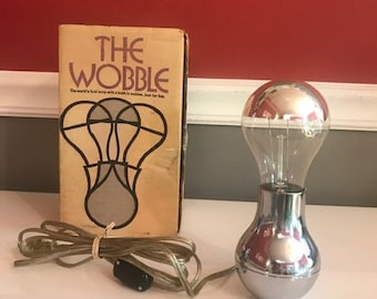 Rare Vintage Mid Century George Kovacs Chrome Wobble Lamp con caja
