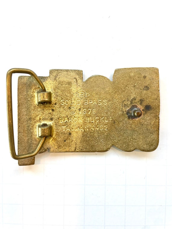 WALLY Vintage Brass Belt Buckle - image 2